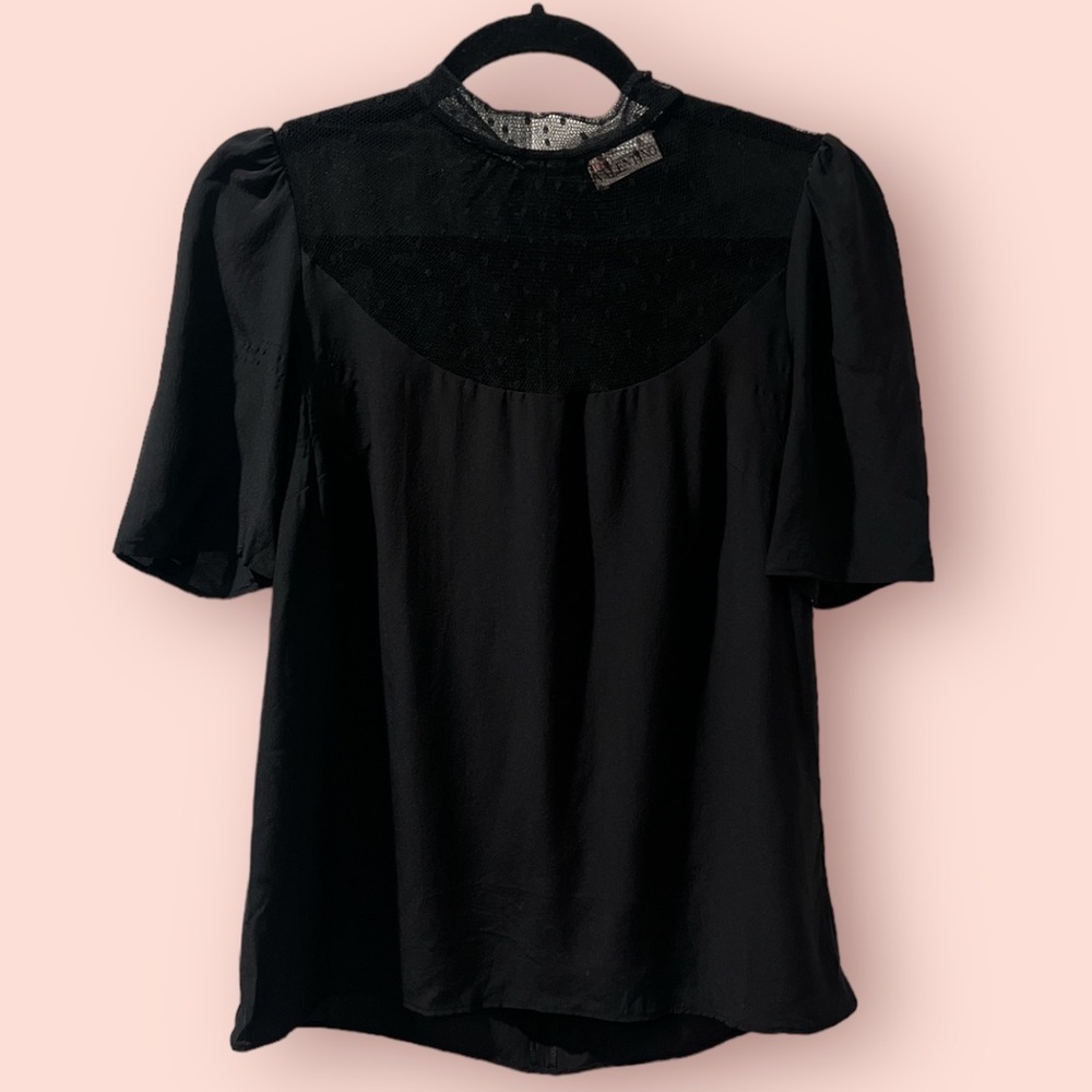 RED Valentino Black Silk Romantic Top Blouse